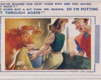 Postcard - Humour. "Youv'e milked the cow" - Bamforth comic card No 435 #2084e