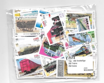 Thema Briefmarken Sammlung -Züge & Lokomotiven 250 verschiedene off Papier #2514