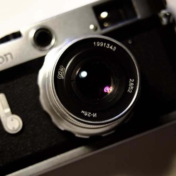 Canon P Camera. Ready-To-Use Vintage 1950's Rangefinder Camera with 50 mm Industar 26M. With Film. Serviced. FREE SHIPPING