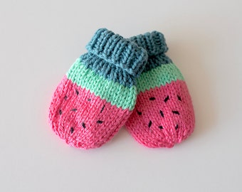 PDF - Baby Watermelon Mittens - KNITTING PATTERN