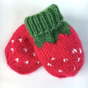 PDF - Baby Strawberry Mittens - KNITTING PATTERN