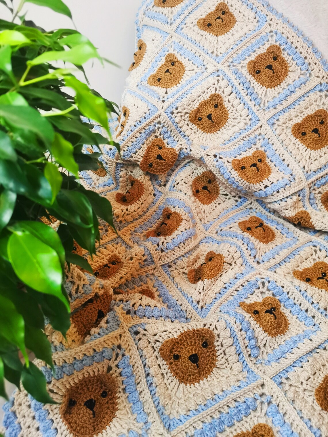 Teddy Bear Baby Blanket, Babyblanket, Dadasplace, Crochet Blanket