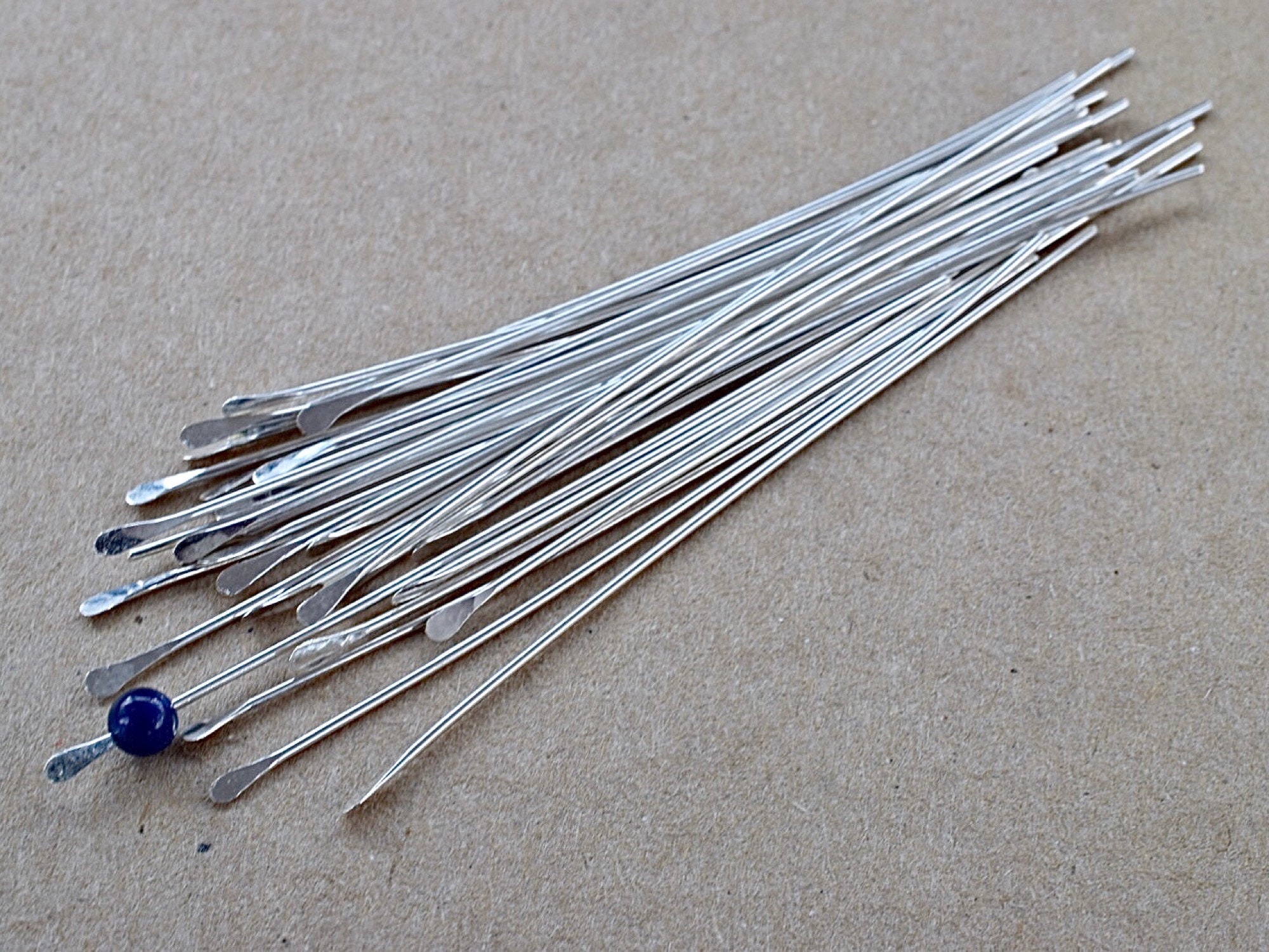 10 Épingles à Tête Plate (Paddle Head Pins) En Argent Plaqué - Longueur 1.5" (Spear) - Cascade - Neuf