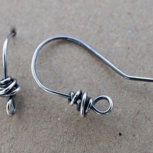 Oxidised Sterling Silver Earring Hooks Ear Wires Handmade Artisan Bold Tumbleweed 1/5/15 Pairs