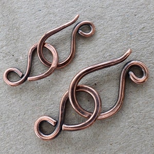 Oxidised Copper Clasp Handmade Artisan Hook and Eye 1/5/10pcs