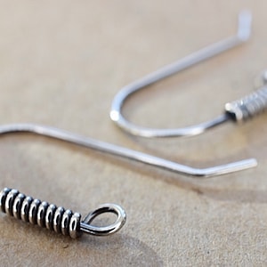 Oxidised Sterling Silver Earring Hooks Ear Wires Handmade Bold Artisan Coiled 1/5/15 Pairs