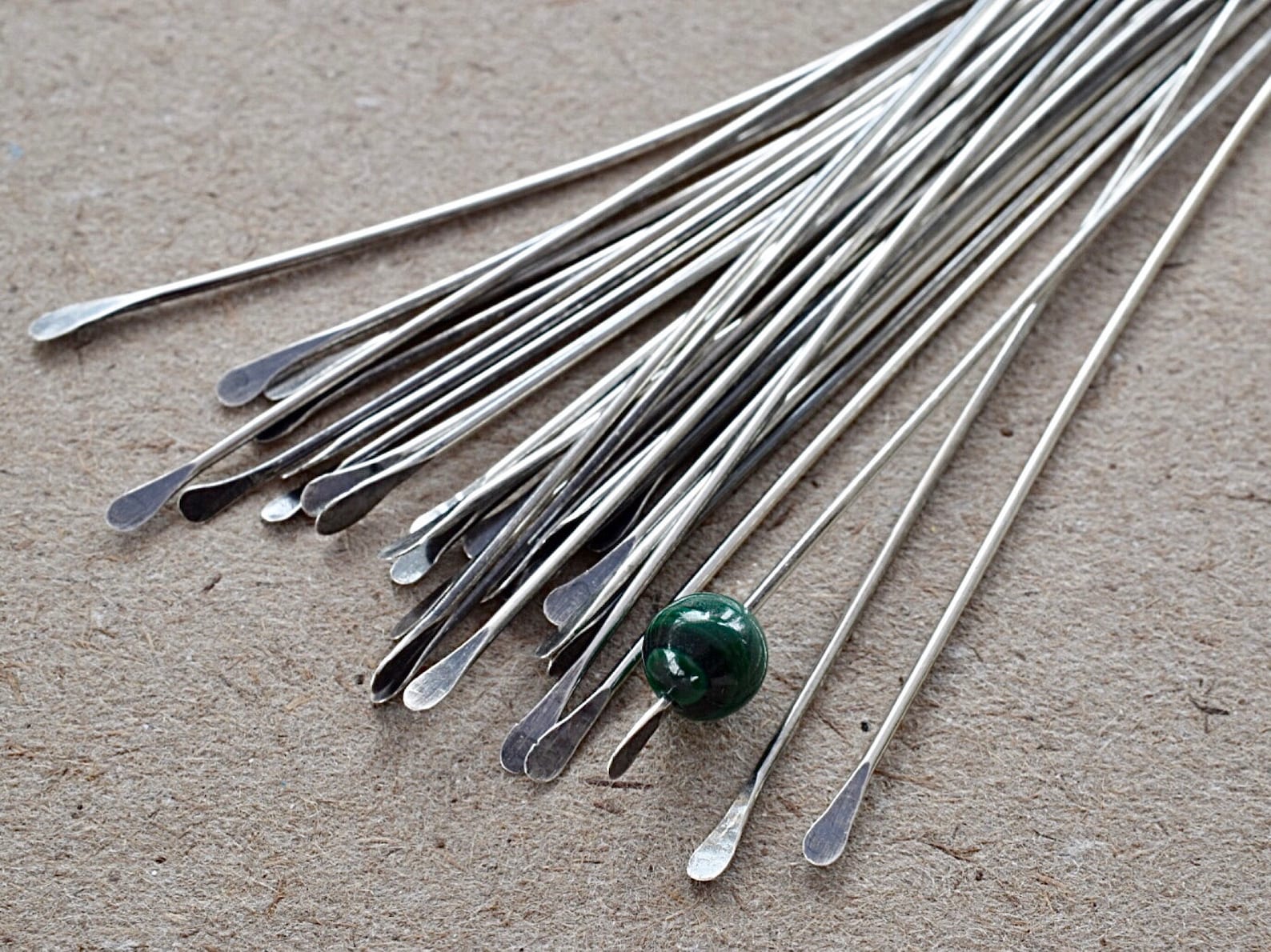 Sterling Silver Head Pins Handmade Artisan Hammered Paddle Etsy UK