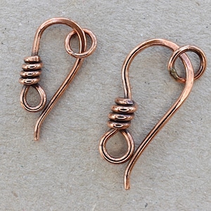 Oxidised Copper Clasp Handmade Artisan Hook and Eye Coiled