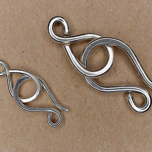 Sterling Silver Clasp Handmade Artisan Hook and Eye Shiny 1/5/10pcs