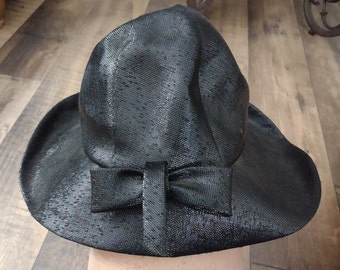 Vintage Mr. John Classics Black Bucket Derby Hat w/Bow