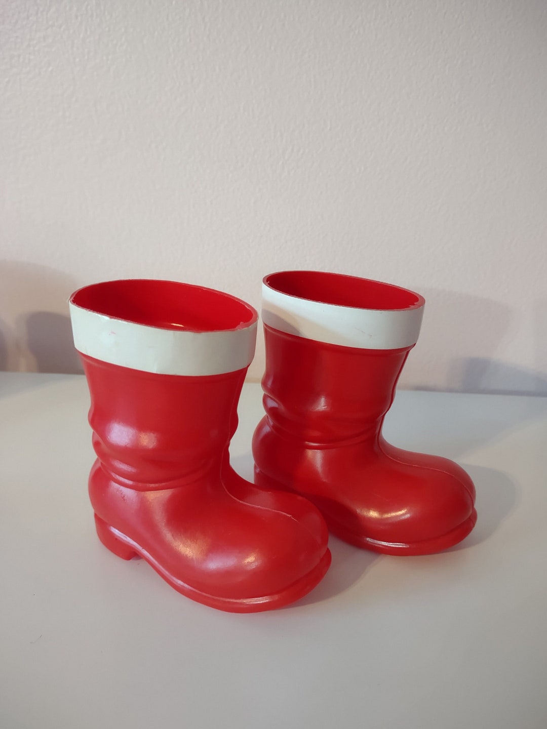 Vintage Pair of Red Plastic Santa Boots Christmas Candy - Etsy
