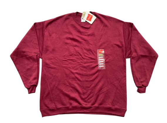 Vintage 2000 Deadstock NWT, Hanes Maroon Everfit … - image 1