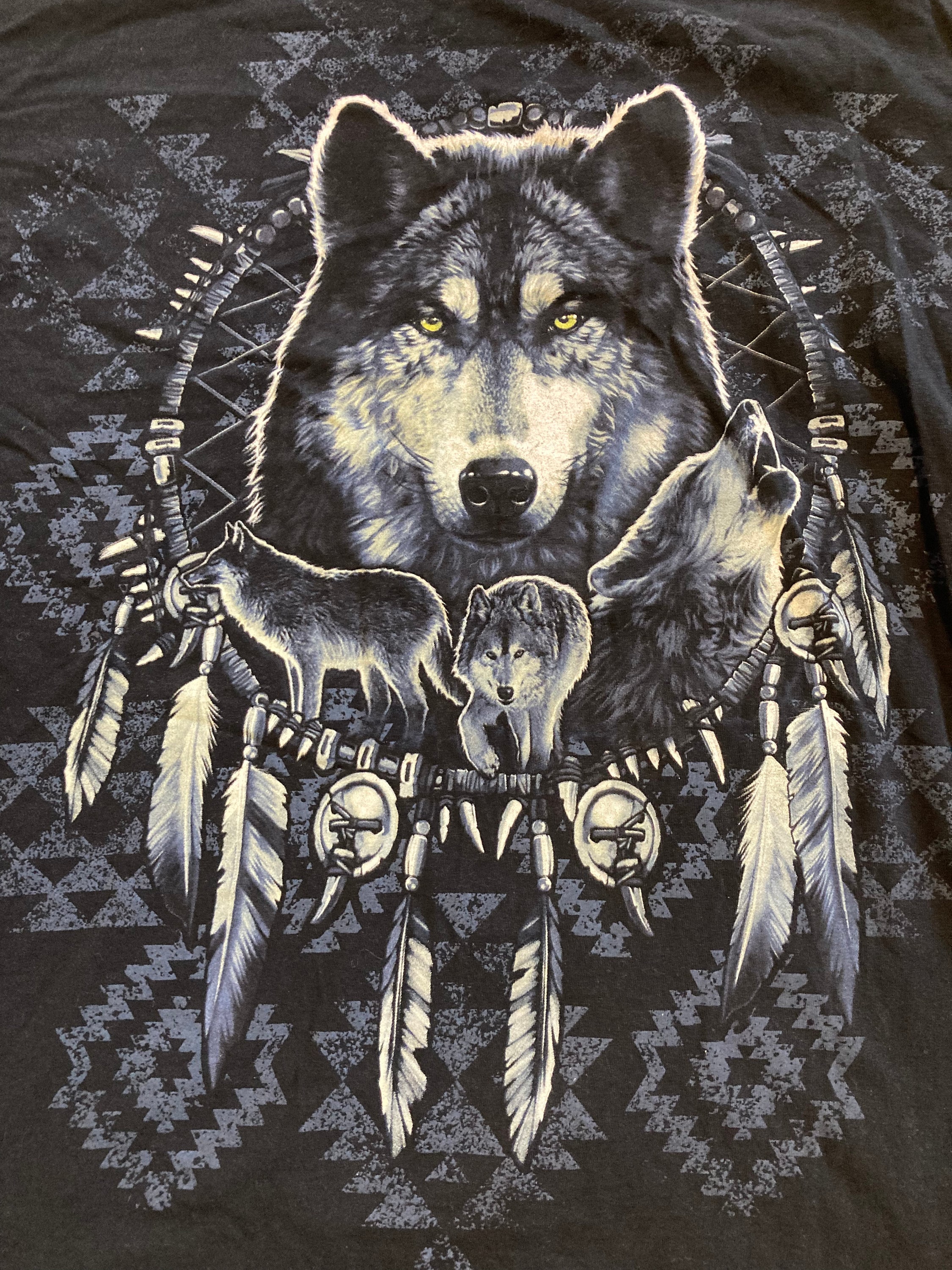 Vintage 90's Native Inspired Wolf Screen Print T-shirt in - Etsy