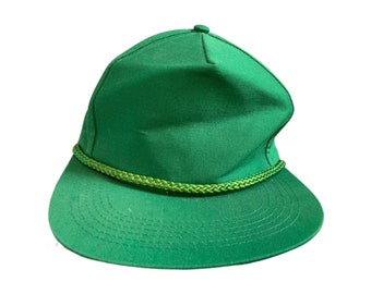 Vintage 90's Green essential snapback hat. One size fits most, no embroidery yet. Blank vintage trucker hat with cord.