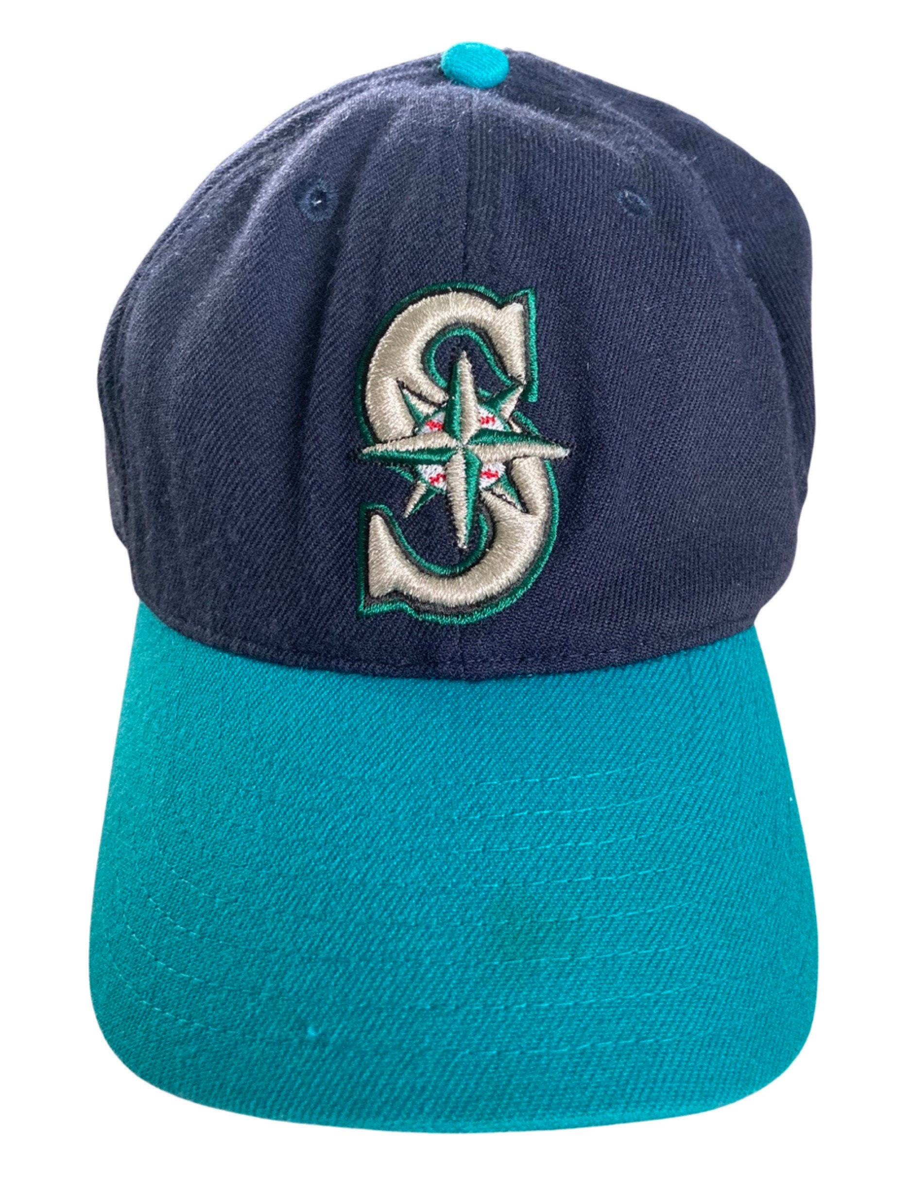 Vintage Seattle Mariners Wool Fitted Hat New Era MLB USA Silver Navy