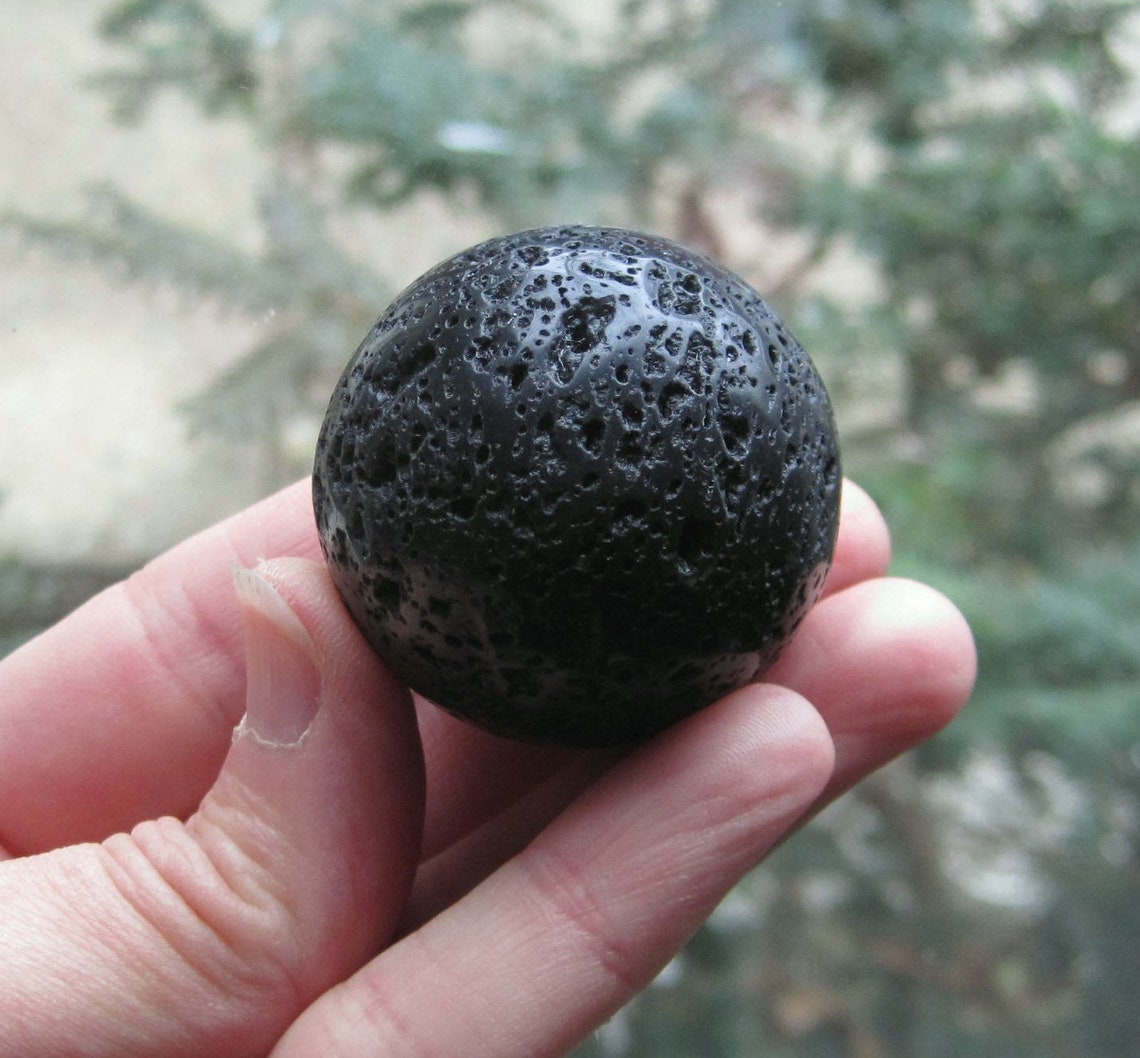 Polished LAVA ROCK Crystal Sphere with Plastic Stand Etsy