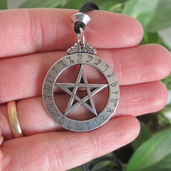 The WITCH'S RUNES Magical Alphabet Pewter PENDANT - Pagan, Wiccan, Wicca, Witch, Witches Jewelry.