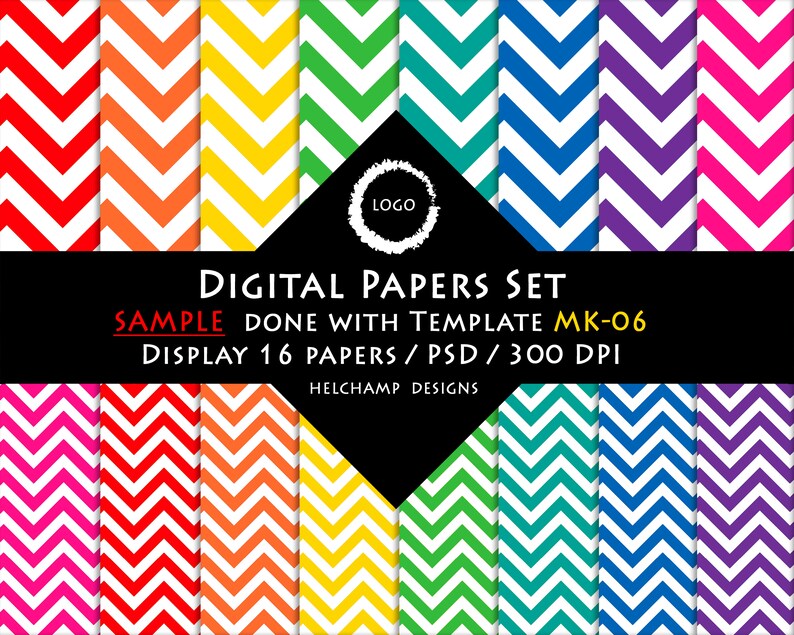 High Quality Mockup for 16 or 8 Digitals Papers Sample perfect for your seller shop 1 PSD file with smart object MK-06