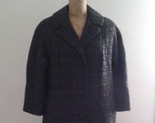 Vintage 1950 39 s Mary Lane Black Taffeta Jacket Embroidered Greek Key Design Sz Small Med Art Deco Style Evening