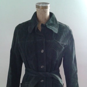 Vintage 1970/'s Cresco Brown Wool Belted Coat Jacket Stitch Detail Sz 40 Mod Dapper