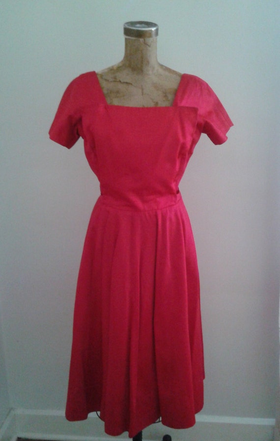Vintage 1950's Gigi Young Hot Pink Satin Cocktail