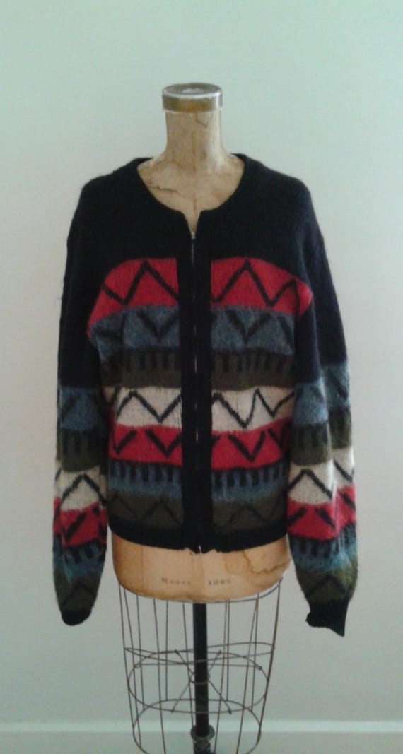 Vintage 1950's Wool Mohair Zipper Cardigan Sweater
