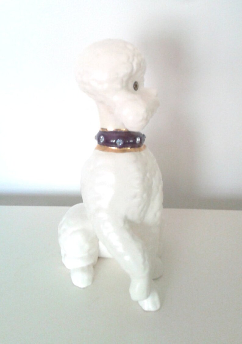 Vintage 1950's White Ceramic Standard Poodle Statue Etsy