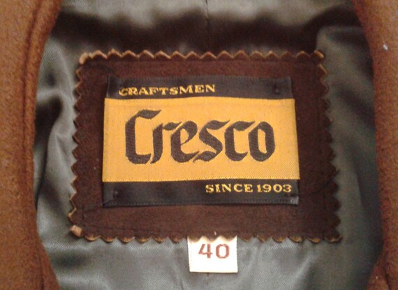 Vintage 1970/'s Cresco Brown Wool Belted Coat Jacket Stitch Detail Sz 40 Mod Dapper