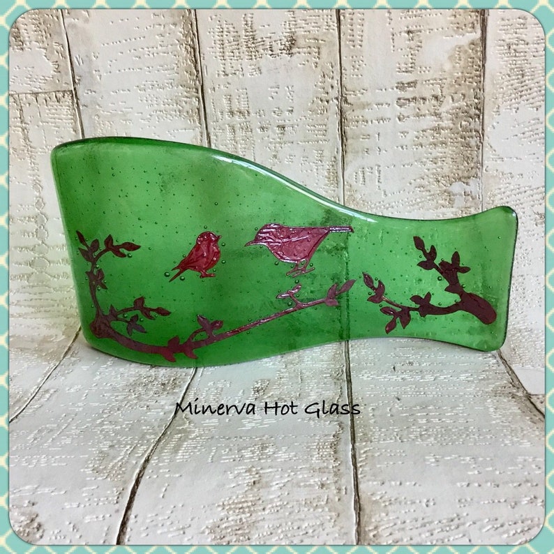Fused Glass SALE Garden Birds Glass Curve Curved Fused Glass Birds