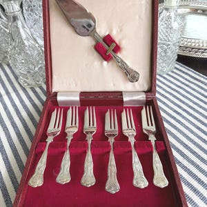 Vintage Sheffield Silverplate Dessert Fork Set | English Tea Party