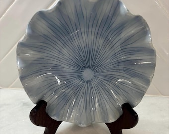 Blue Lotus ruffle bowl rare FITZ & FLOYD
