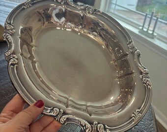 Vintage Gorham Silver Plate Serving Bowl | Ornate Scalloped Rim |