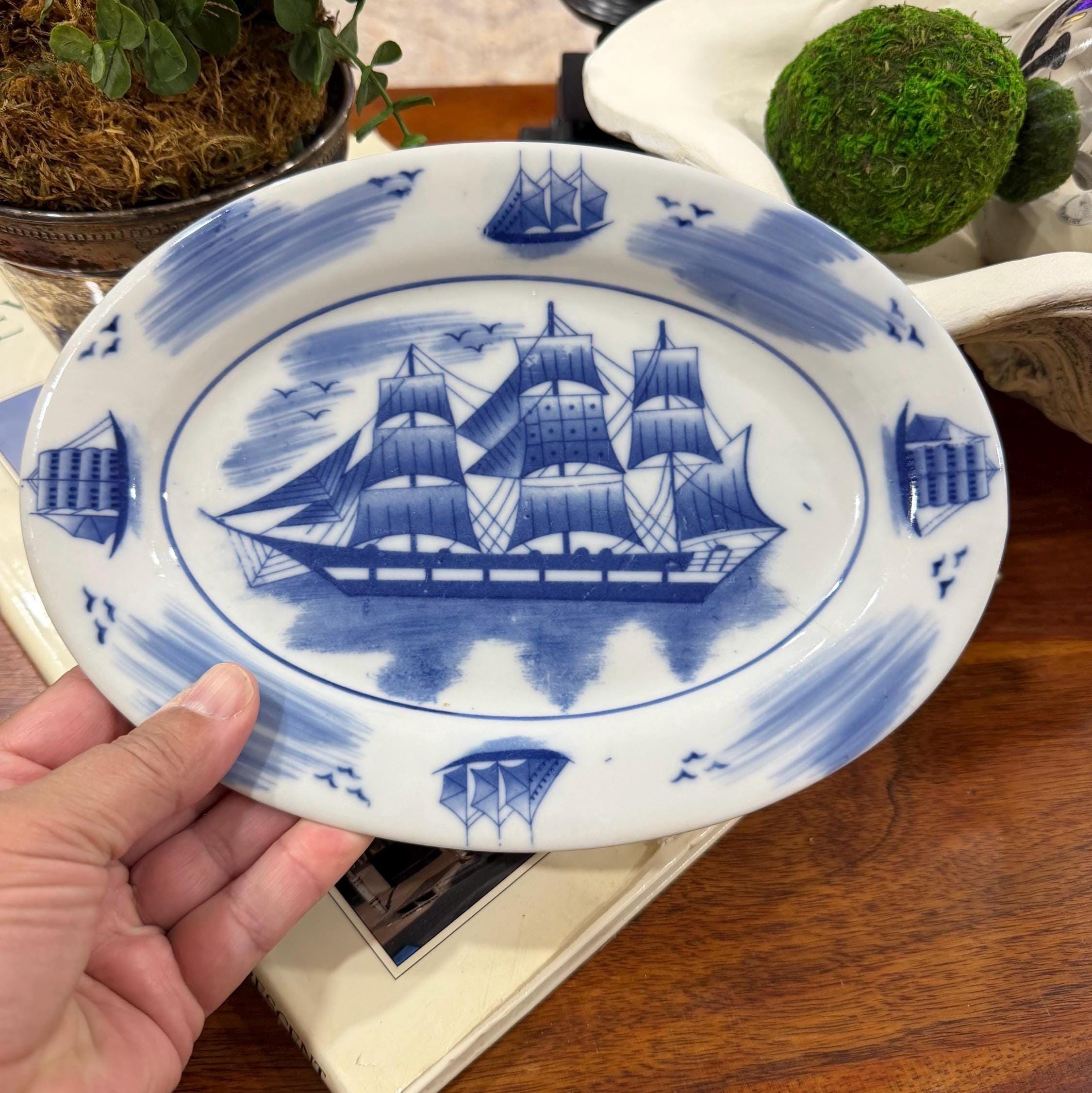 Blue and White Nautical Plates - Etsy