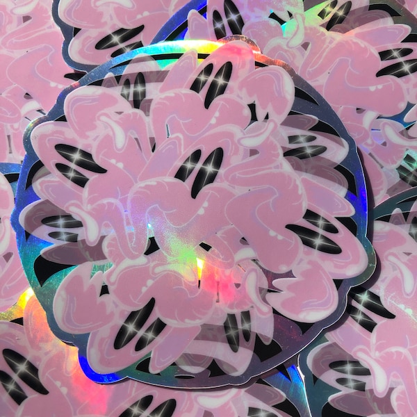 Lysergic Pink Elephants On Parade - Holographic Vinyl Sticker