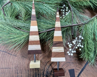 10" Multiwood Decorative Holiday Tree // Modern Christmas Tree Decor