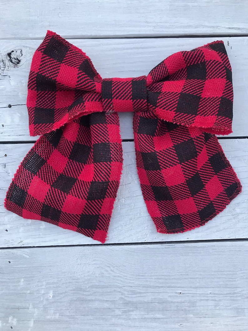 Bow for wrapping Burlap Buffalo Plaid Bow Burlap Bow Interchangeable bow Bow for wreaths bow for porch sign Bow for Wedding