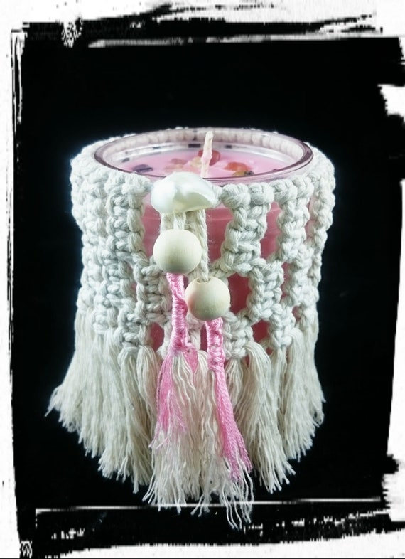 100% Soy Wax  Australian Hand Made Macrame Mason Jar Wrap and  Fragrance Candle