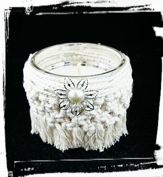 100% Soy Wax  Australian Hand Made Macrame Mason Jar Wrap and  Fragrance Candle