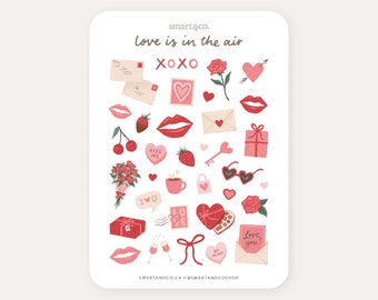 VALENTINE'S DAY Sticker Sheet | Love is in the Air | Bullet Journal Stickers, Planner Stickers, Scrapbook Stickers