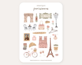 PARISIENNE Sticker Sheet | Paris Bullet Journal Stickers, Planner Stickers, Scrapbook Stickers