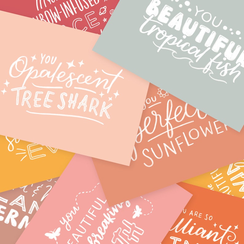 Leslie Knope Compliments Hand Lettered Postcards Inspired by Parks and Recreation // Postcard Set of 8 image 1