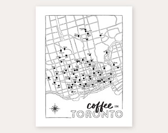 Coffee Map of Toronto Art Print | Toronto Wall Art