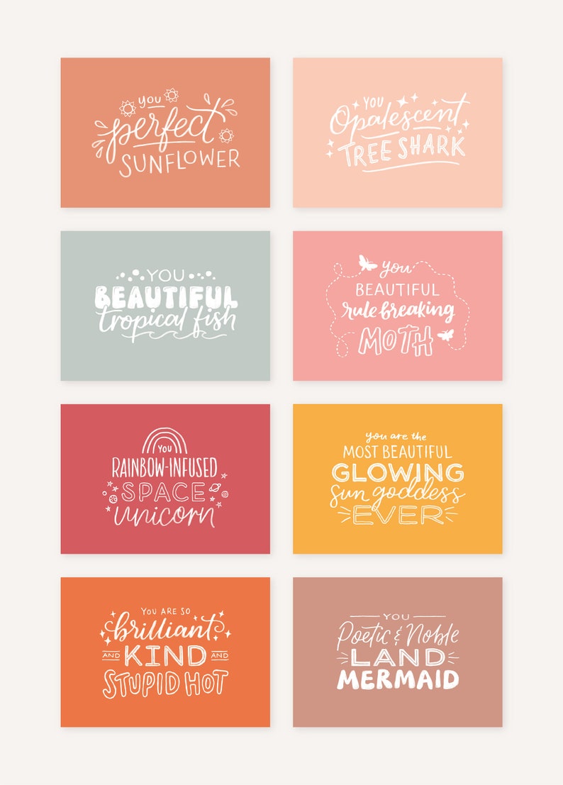 Leslie Knope Compliments Hand Lettered Postcards Inspired by Parks and Recreation // Postcard Set of 8 image 2