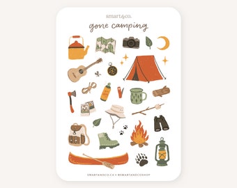 GONE CAMPING Sticker Sheet | Bullet Journal Stickers, Planner Stickers, Scrapbook Stickers