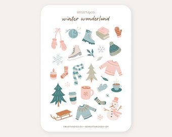 WINTER WONDERLAND Sticker Sheet | Bullet Journal Stickers, Planner Stickers, Scrapbook Stickers