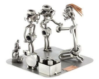 Nuts and bolts sculpture "Educator" - Handmade ornament figurine