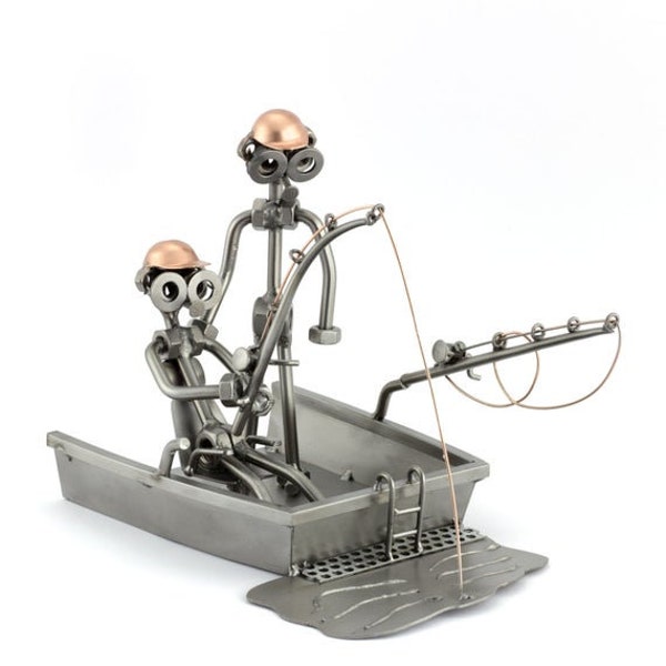 Nuts and bolts sculpture "Ocean-Fishing" - Handmade ornament figurine