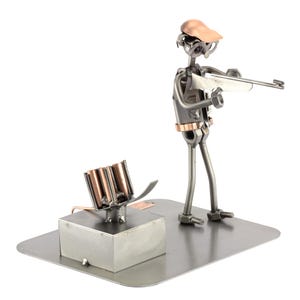 Nuts and bolts sculpture &quot;Skeet Shooting&quot; - Handmade ornament figurine