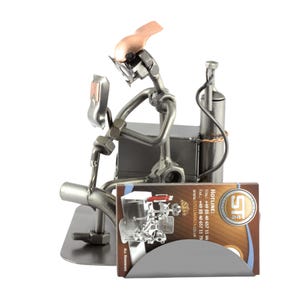 Nuts and bolts sculpture "Welder" - Handmade ornament figurine mit / with