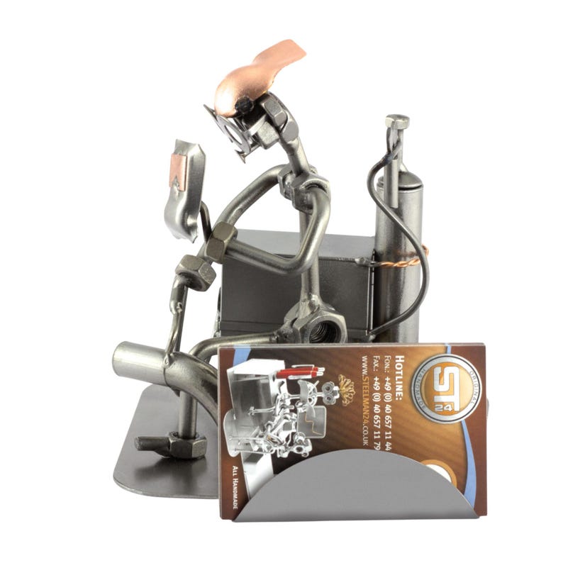 Nuts and bolts sculpture "Welder" - Handmade ornament figurine mit / with